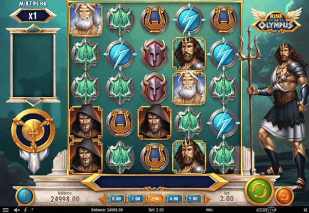 Zeus: kiest willekeurige symbolen, verwijdert ze van het speelveld en doet dit twee maal.