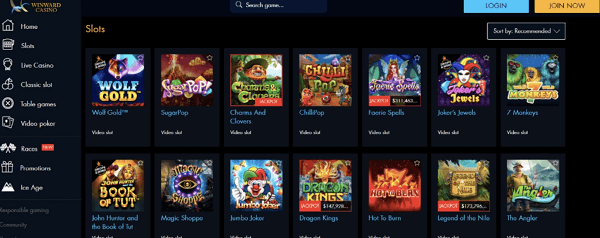 The Games Lobby at Winward Casino