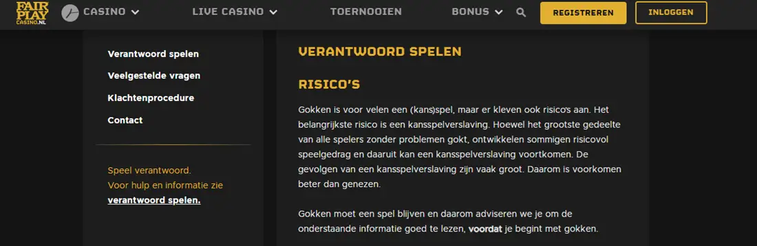 fairplay verantwoord spelen beleid