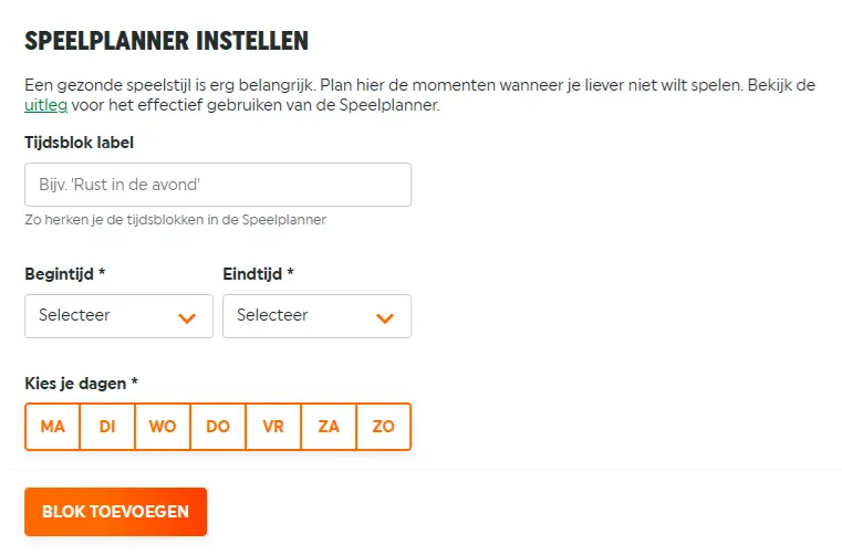 speelplanner toto instellingen