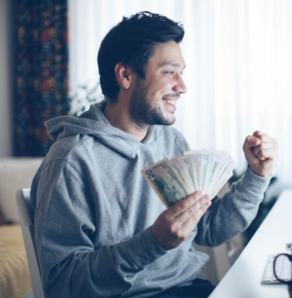 winner with money