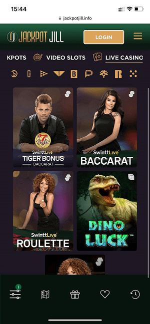Jackpot Jill Casino Mobile Layout
