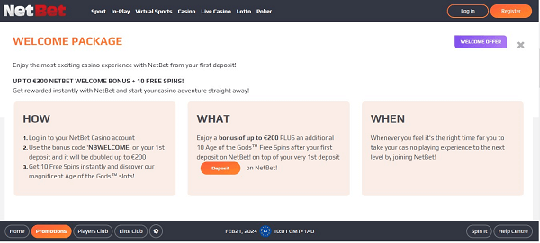 NetBet Welcome Bonus