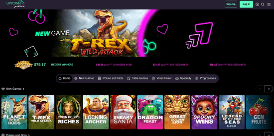 Uptown Pokies Casino Homepage