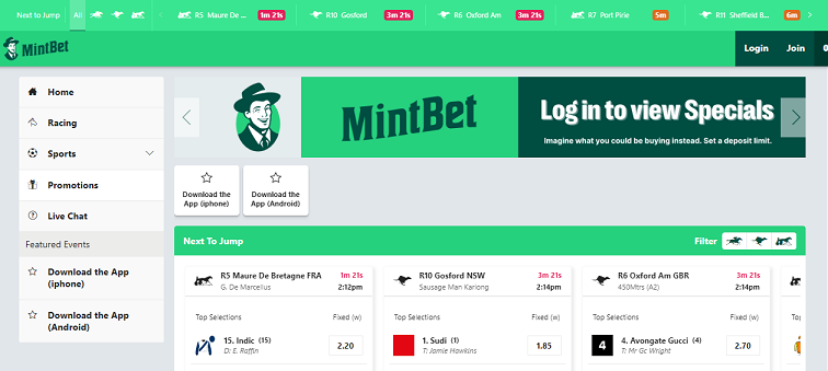 mintbet homepage screenshot