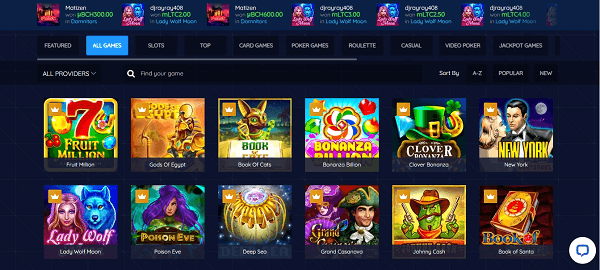 BitcoinPenguin Casino games lobby
