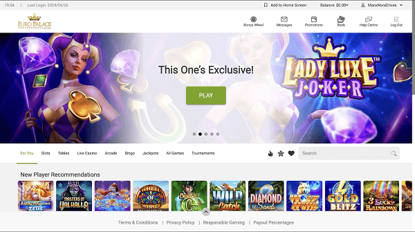 Euro Palace Casino Homepage
