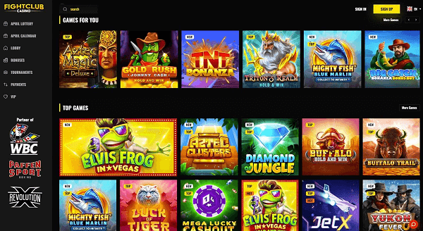 Fight Club Casino Games Selection