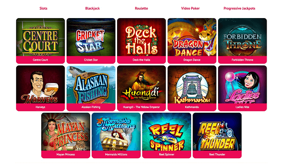 Game selection at Spin Palace Casino