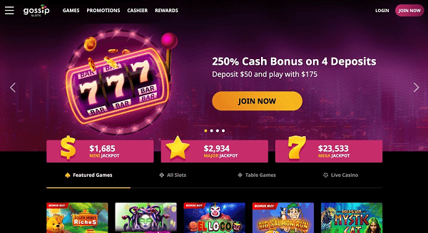 Gossip Slots homepage