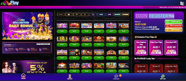 Layout and Navigation at Playaud Casino