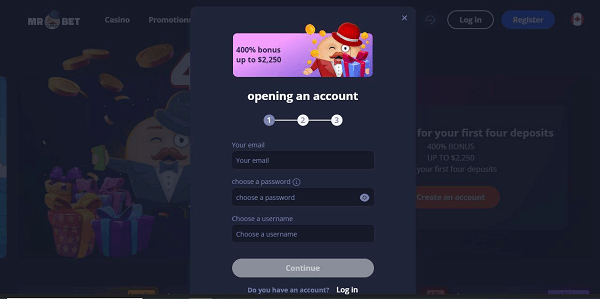Register at Mr Bet Casino