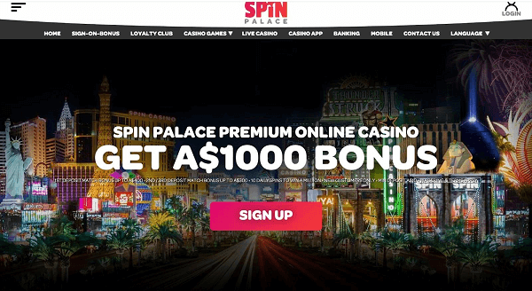 Spin Palace Casino Homepage