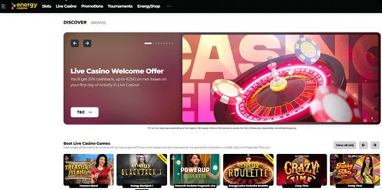 live dealer games energy casino