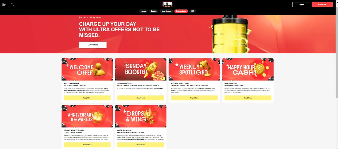 ultra casino bonusses