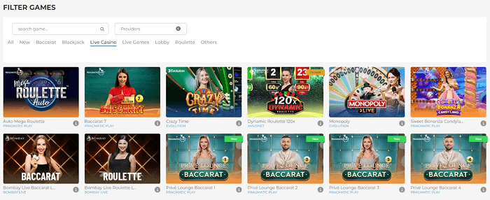Live Casino at wolfy Casino