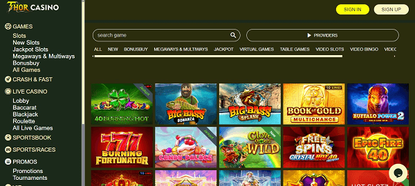 Thor Casino Games Lobby