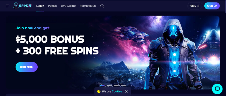 Spinjo casino lobby screenshot