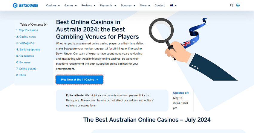 betsquare casino top 10 list