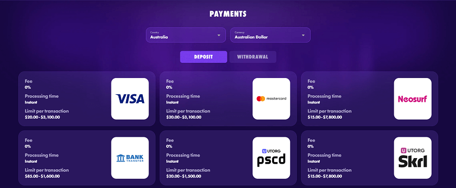 polestar casino payment methods