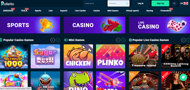 rolletto casino popular games