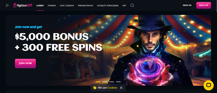 spinsup casino homepage