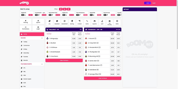 BoomBet Australia homepage