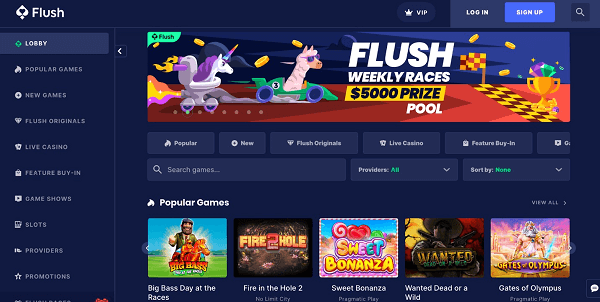 Flush homepage