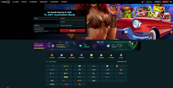Home page at Casino4u