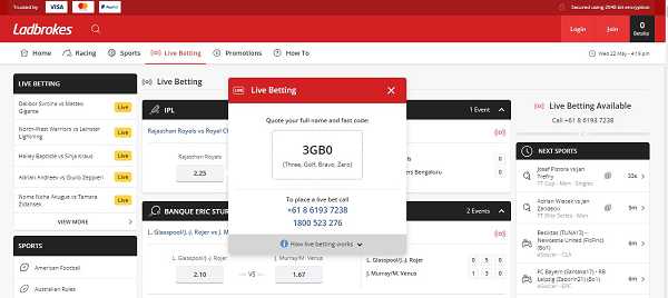 Ladbrokes Live Betting Australia