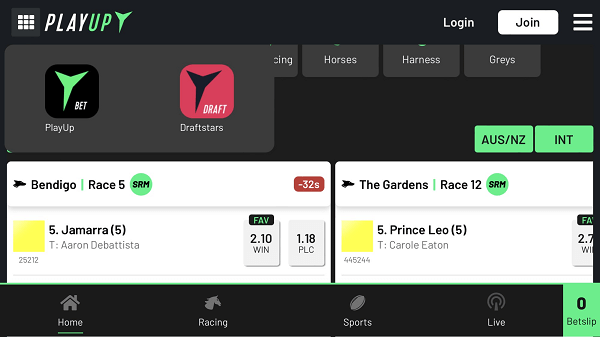 PlayUp app interface