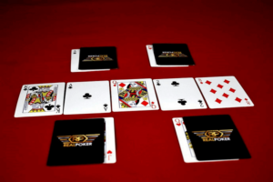 Poker cards on a casino table