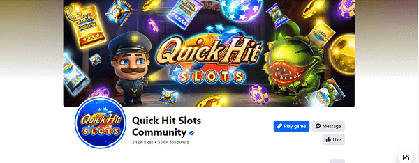 Quick Hit Slots Facebook page