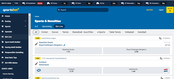 Sportsbet live betting Australia
