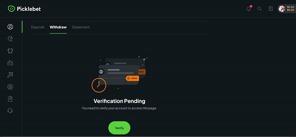 Begin Withdrawal Verification at Picklebet