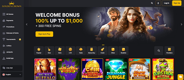 Goldencrown Casino homepage