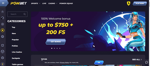 Powbet Casino Homepage
