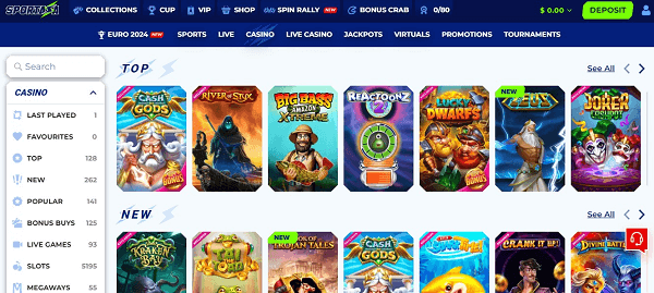 Sportaza Casino homepage