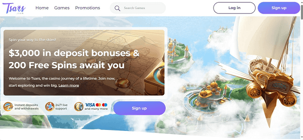 Tsars Casino Homepage