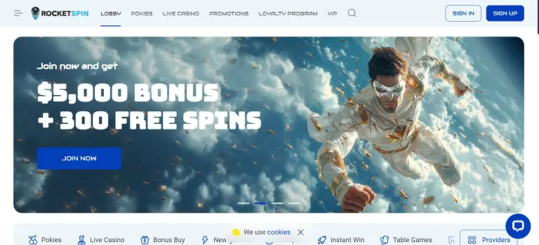 RocketSpin Casino homepage