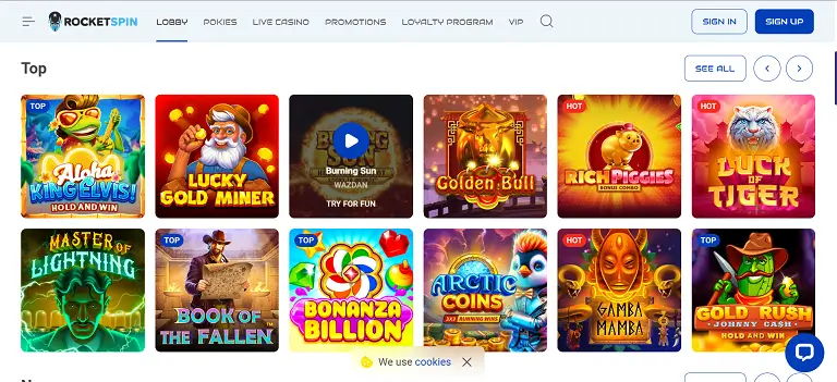 rocket spin casino games
