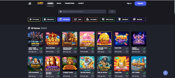 mBit Casino Games Lobby