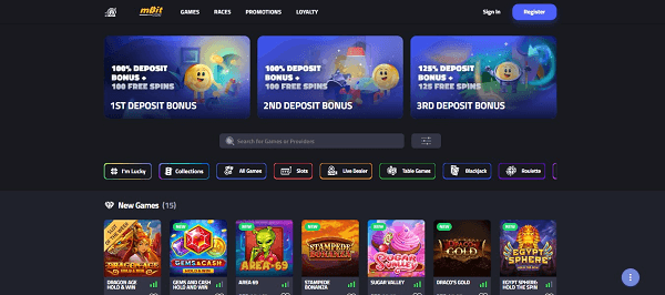 mBit Casino home page