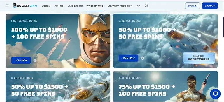 rocketspin casino promotions
