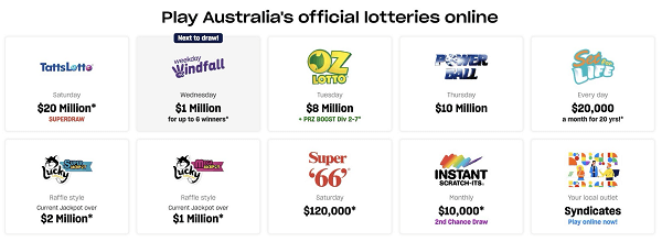 Australia’s official lotteries.