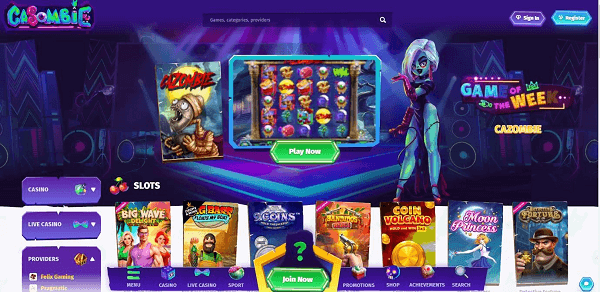 Casombie Casino homepage