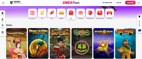 GreatWin Casino Games Selection