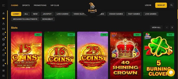 Horus Casino Australia interface