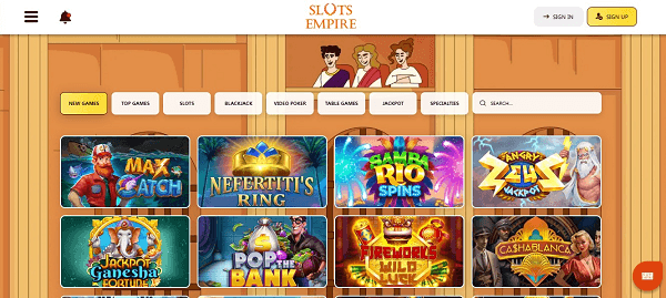 Slots Empire Casino Homepage