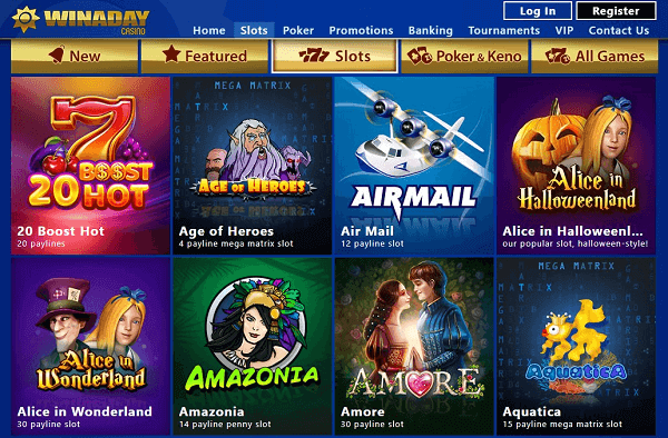 Some of the games at Winaday Casino